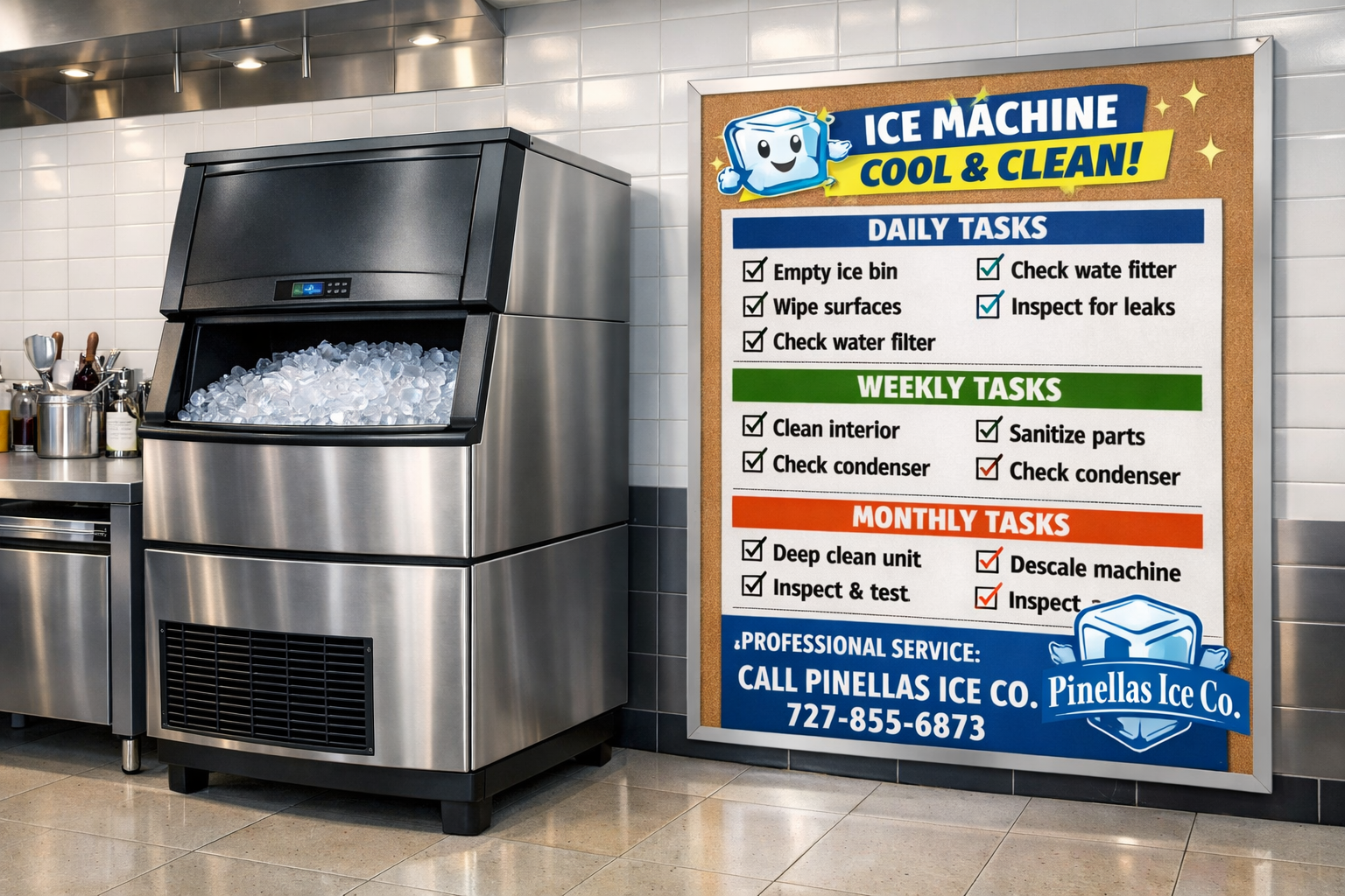 Checklist for commercial ice machine cleaning